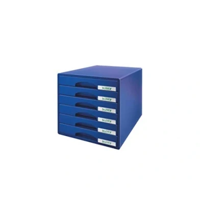 Afbeelding van Leitz Ladenbox met 6 laden, voor het opbergen van A4 documenten en gebruiksvoorwerpen, blauw, Plus serie, 52120035