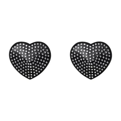 Afbeelding van Obsessive Heart Tepelstickers Met Diamantjes Zwart