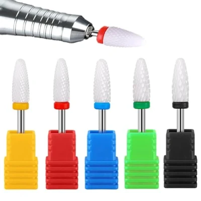 Afbeelding van YUEMING 5 Stuks Keramische Nagelboortje, 3/32&quot;Elektrische Nail Boor Bits, Pedicure en Art,Grof Grit, Tirch Cilindertop,Geweldig voor Zowel Geavanceerde Gebruikers Als Amateurs