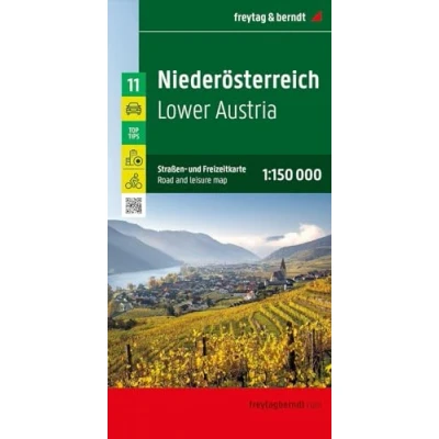 Afbeelding van Niederösterreich, Straßen und Freizeitkarte 1:150.000, freytag &amp; berndt: Mit Infoguide, Top Tips, Innenstadtplan, Radrouten: OE 11