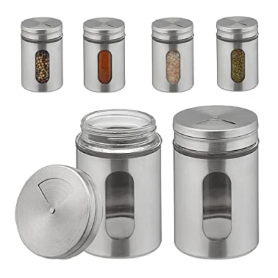 Afbeelding van Relaxdays 6x kruidenpotje met strooideksel set strooibus strooipotje 290 ml groot