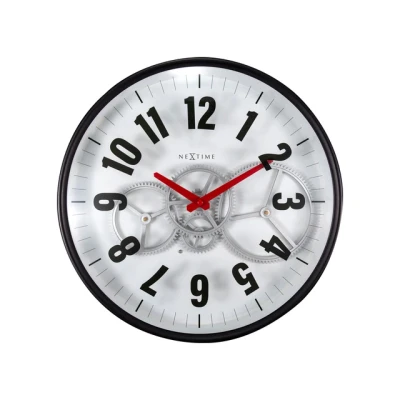 Afbeelding van Wandklok Nextime 36cm Gear Clock wit metaal/glas