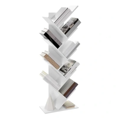 Afbeelding van VASAGLE boekenkast, boekenplank, staande plank, met 8 niveaus, DVD in boomvorm, voor woonkamer, studeerkamer, kinderkamer, kantoor, vintage bruin LBC11BX