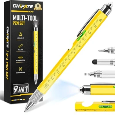 Afbeelding van Chipate Cadeaus voor mannen, 9 in 1 multitoolpen, kousvullers herencadeaus Kerstmis, verjaardagscadeaus hem, geschenken mannen die alles hebben, gadgets