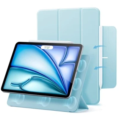 Afbeelding van ESR magnetische beschermhoes voor iPad Air 11 inch M2 (2024), 6/5/4 (2022/2020), Pro 2018, bevestiging, automatische slaap /wekfunctie, dunne en zijdeachtige afdekking, Rebound