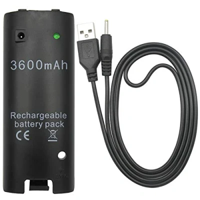 Afbeelding van OSTENT 3600mAh Oplaadbare Batterij Pack Oplaadkabel voor Nintendo Wii Remote Controller Kleur Zwart