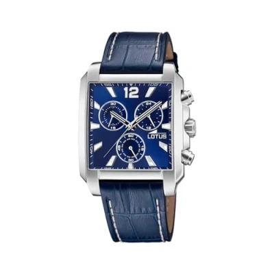 Afbeelding van Lotus Heren chronograaf chrono in de kleur blauw met leren armband, diameter behuizing: 38mm, 18851/2, blauw, Modern