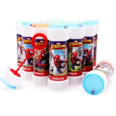 Afbeelding van Toyland® Bubble Tubs 12 pack met toverstokken, 60 ml oplossing en nieuw doolhofdop Pocket &amp; Party Toys (SpiderMan)