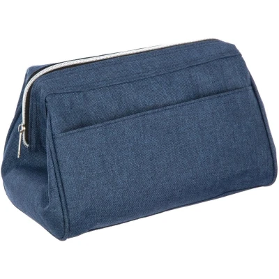 Afbeelding van Toilettas/make up etui/opberg tasje blauw 15 x 28 16 cm Toilettassen
