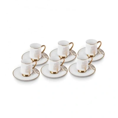 Afbeelding van Karaca Afra Koffiemok voor 6 personen, 90 ml, elegant koffieservies gezellige uurtjes, bevat koffieglazen met een inhoud van elk ml en bijpassende borden