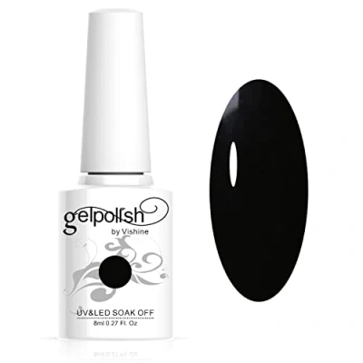 Afbeelding van Vishine Nagellak 8ml, semi permanent, gel, UV, LED, soak off, manicure, zwart #1348