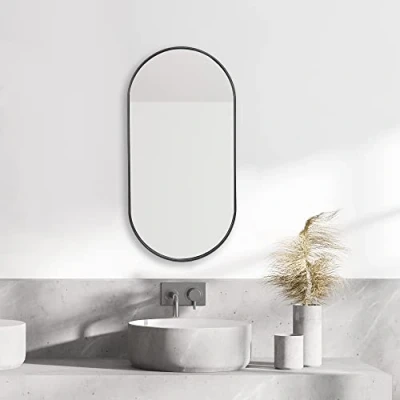 Afbeelding van [en.casa] Spiegel Picciano hangend 30x60 cm zwart mat