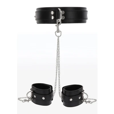 Afbeelding van Taboom D Ring halsband &amp; Handboeien zwart GRATIS TOY bij iedere bestelling v.a. 40,