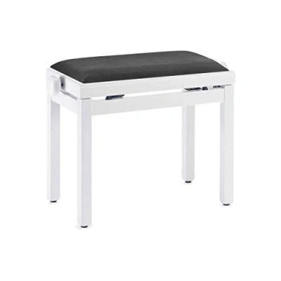 Afbeelding van Stagg PB39 WHM VBK Pianobank, wit mat, zwarte fluwelen zitting (mat)