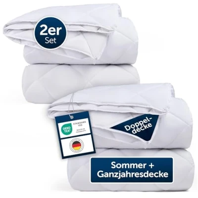 Afbeelding van Blumtal 4 Seizoenen Dekbed 155 x 220 cm Set van 2 OEKO TEX Gecertificeerd en aanpasbare Deken Knoopbaar Vier Beddengoed