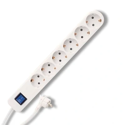 Afbeelding van REV 0014640110 ICE, meervoudige stekkerdoos 6 voudig, kabel 5 m, max. 3500 W, wit