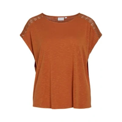 Afbeelding van Vinoel O hals S/L Lace Top, Gouden vlam, S