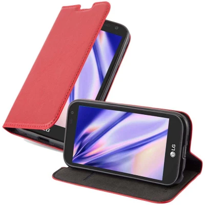 Afbeelding van Cadorabo Hoesje geschikt voor LG K3 2017 in APPEL ROOD Beschermhoes met magnetische sluiting, standfunctie en kaartvakje Book Case Cover Etui