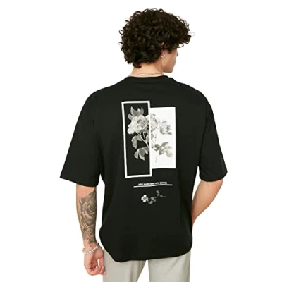 Afbeelding van Trendyol TMNSS21TS1223 Volwassenen Mannen T shirt Single pack Zwart S