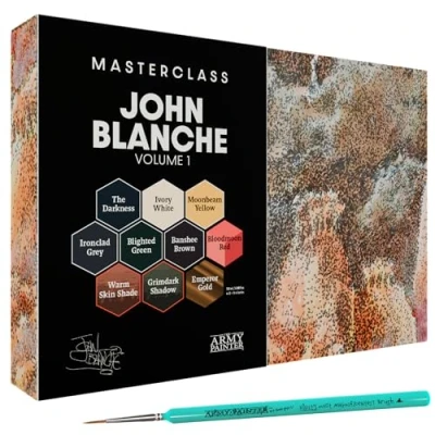Afbeelding van The Army Painter, Masterclass John Blanche Volume 1 Paint Set, 6 x Warpaints Fanatic Paints, unieke Speedpaint, 2 Washes, Metallic, Art Print &amp; Borstel Modelverf voor Miniature Wargaming