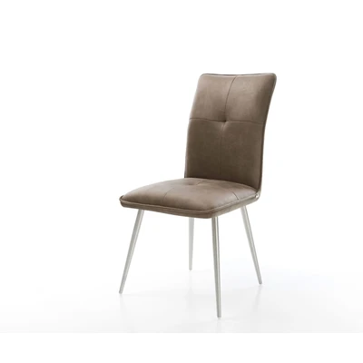 Afbeelding van Gestoffeerde stoel Maddy Flex 4 poot conisch roestvrij staal taupe vintage