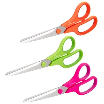 Afbeelding van Rapesco 1667 Germ Savvy Antibacterieel, 21 cm Schaar met Titanium Blad en Zachte Handgreep, Diverse Kleuren, Verpakking van 3
