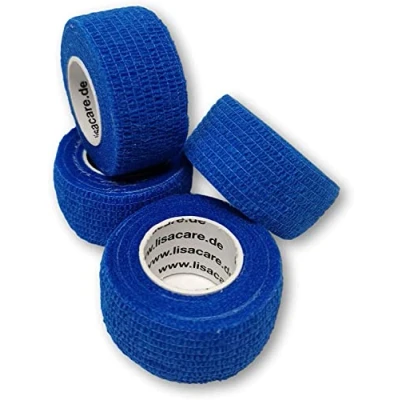 Afbeelding van LisaCare Vingerpleister zelfklevend elastische, waterdichte, stof vet en vuilafstotende pleister blauw 4 rollen à 2,5 cm x 4,5 m
