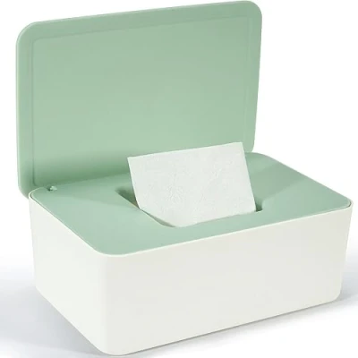 Afbeelding van doos voor vochtige doekjes met deksel, vochtig toiletpapier, babyvochtige doekjesbox, groene toiletpapierdoos, papieren buiten, thuis en kantoor