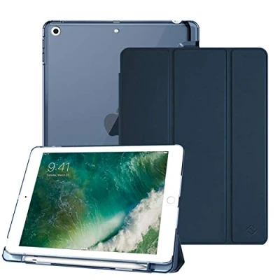 Afbeelding van Fintie Hoes met Pennenhouder voor iPad 9.7&quot; 2018/2017, Ultradunne Superlichte Beschermhoes transparante Zchterkant Case Cover Automatische Slaap/Waak 6e/5e Generatie, (Donkerblauw)