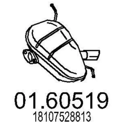 Afbeelding van MTS 01.60519 Einddemper 580mm BMW: 1 Hatchback (E87) 116 i, 118i 2.0, 120 i 2004 2011