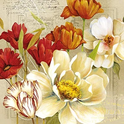 Afbeelding van 20 servetten vintage bloemenmomenten knutselen bloemen decoupage 33 x cm