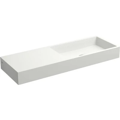 Afbeelding van Fontein Clou Mini Wash Me 56x19x6cm Aluite Mat Wit (Met Voorbewerkt Kraangat Links)