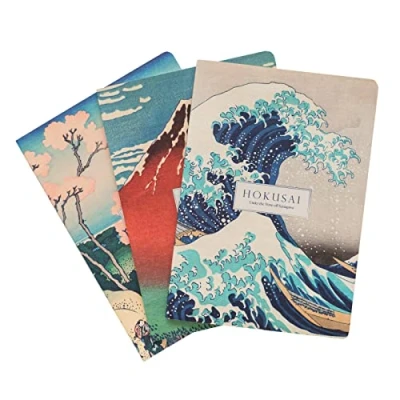Afbeelding van Set 3 notitieboek Hokusai A5 notitieboekjes Notebooks Met Gelijnde Pagina&#039;S Diary