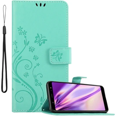 Afbeelding van Cadorabo Hoesje geschikt voor Samsung Galaxy A6 PLUS 2018 in Bloemen TURKOOIS Beschermhoes Case Cover