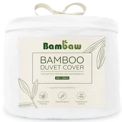 Afbeelding van Bamboe Dekbedovertrek 2 Persoons Eco Dekbedhoes 240cm bij 220cm Luxe Beddengoed Hypoallergeen Puur Rayon Ultra ademende Stof Wit Bambaw