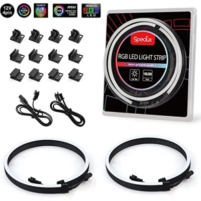 Afbeelding van Speclux 12V 4 pins NEON digitale RGB LED Strip Combo Set, 39 lampen, RGB, compatibel met Asus Aura, Asrock Led, Gigabyte Fusion, MSI Mystic Light etc (12V strip)
