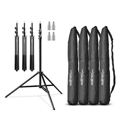 Afbeelding van Walimex Pro WT 806 lampstatief set van 4 (max. Hoogte 256 cm en veerdemping, incl. transporttassen).