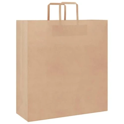 Afbeelding van Papieren kraftzakken 50 st met hengsels 45x17x48 cm bruin