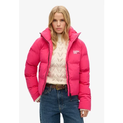 Afbeelding van Superdry Hooded BOXY Puffer Winterjas, Dames, Maat: 40, Raspberry red