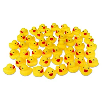 Afbeelding van Schramm® 48 pack badeeend piepende eend geel ca. 3,5 cm badeend rubber eenden