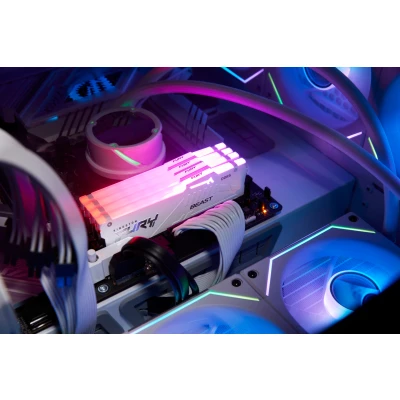Afbeelding van Kingston FURY Beast White RGB XMP DDR5 64GB 6000MT/s CL40 DIMM Desktop Gaming Memory (Kit van 4) KF560C40BWAK4 64