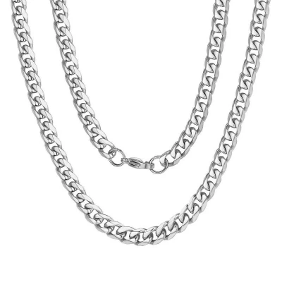 Afbeelding van Fako Bijoux® Schakelketting Staal RVS Gourmette Cuban Link 7.5mm 55cm Zilverkleurig