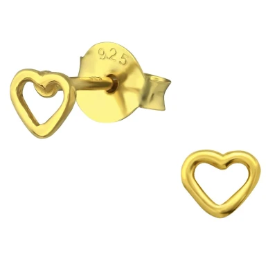 Afbeelding van JoyS Zilveren petit hartje oorbellen 3.5 mm kinderoorbellen 14k goudplating
