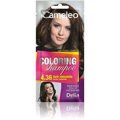 Afbeelding van Cameleo Kleurshampoo Dark Chocolate snelle en eenvoudige kleurverfrissing &quot;kleur in kleur&quot; zonder ammoniak oxidatiemiddel shampoo zak 40 ml