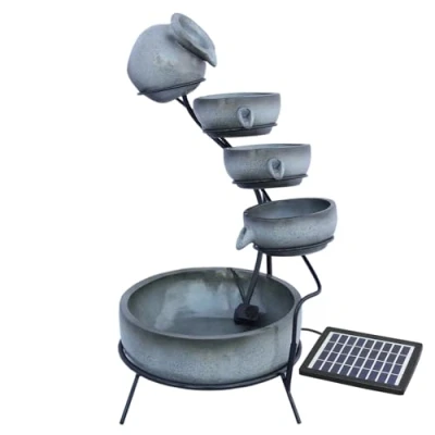 Afbeelding van Tuinfontein Zonne energie Grijs 4 etages 2.8 W/8 V GRATIS grondpin solarpaneel