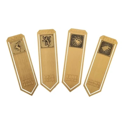 Afbeelding van Cinereplicas Game of Thrones Set met 4 metalen bladwijzers Targaryen, Stark, Lannister en Baratheon elk 10 x 3 cm Officiële licentie