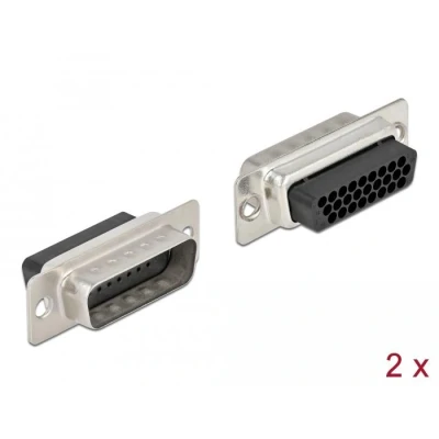 Afbeelding van Delock D Sub HD 26 pins krimpconnector, metaal, 2 stuks