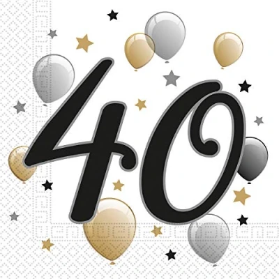 Afbeelding van Procos Servetten 40 Jaar 33 X Cm Papier Goud/wit 20 Stuks