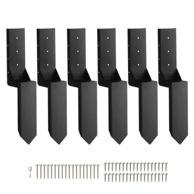 Afbeelding van VEVOR Reparatieset voor hekpaalanker, verpakking van 6 stuks, binnendiameter 8,9 x cm, stalen steunpalen hekpalen, ankergrondpen de reparatie hellende gebroken houten