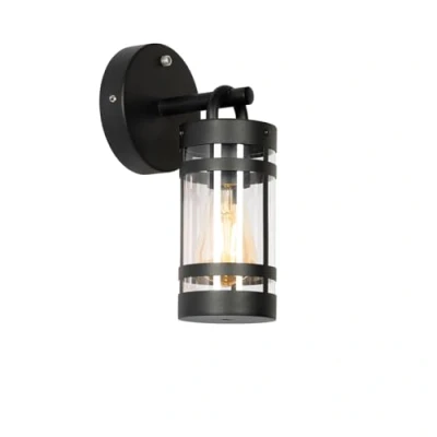 Afbeelding van QAZQA Buiten wandlamp zwart IP44 met schemersensor Ruben